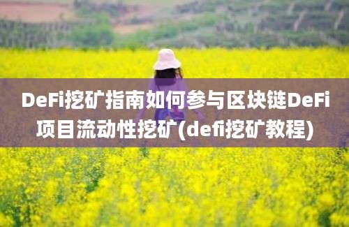 DeFi挖矿指南如何参与区块链DeFi项目流动性挖矿(defi挖矿教程)