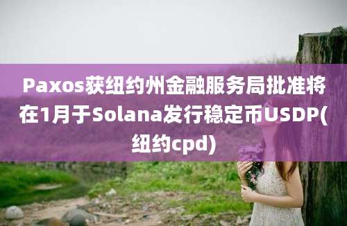 Paxos获纽约州金融服务局批准将在1月于Solana发行稳定币USDP(纽约cpd)