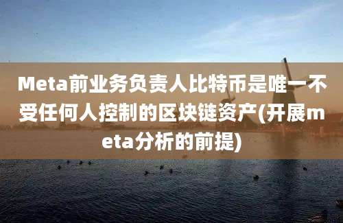 Meta前业务负责人比特币是唯一不受任何人控制的区块链资产(开展meta分析的前提)